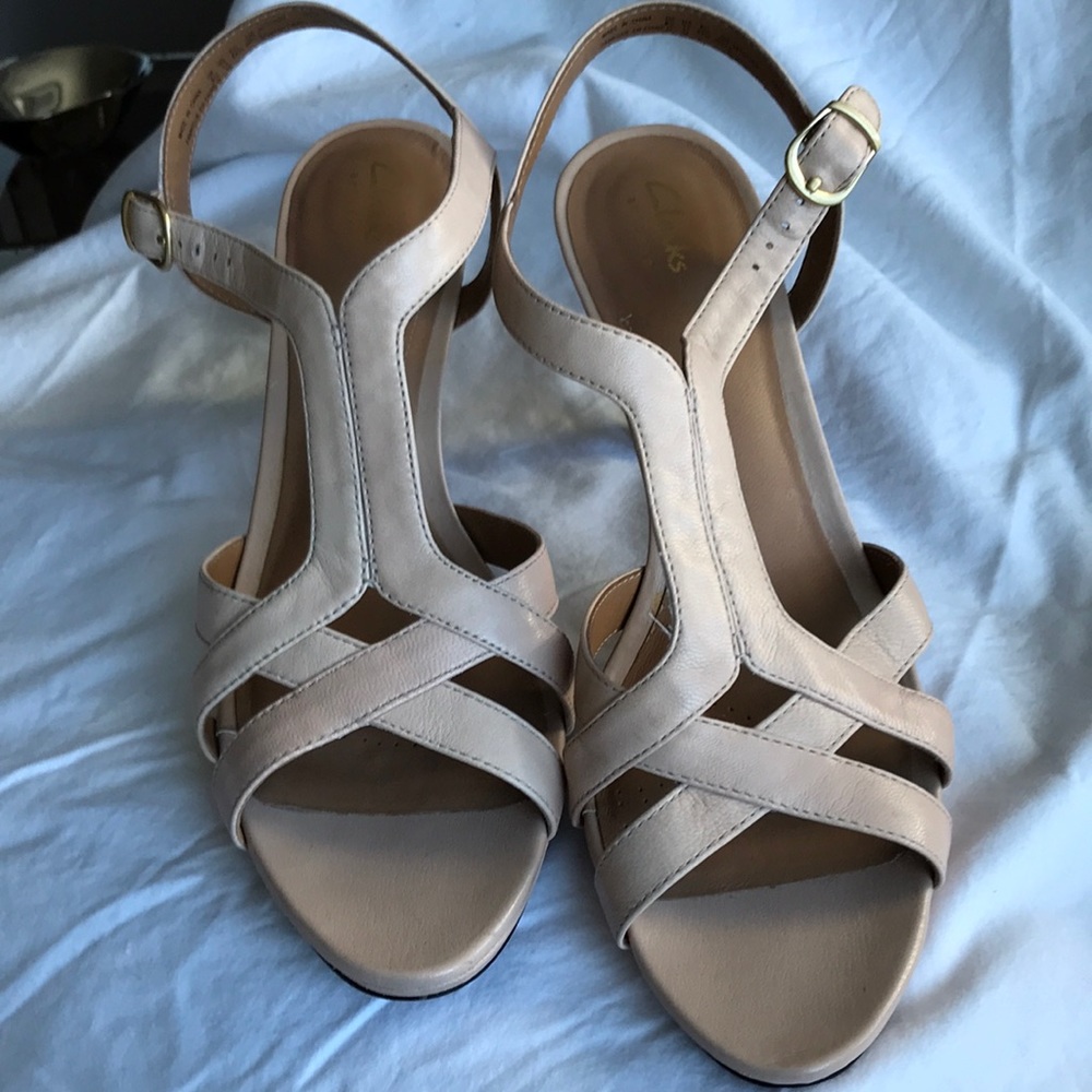 Clark’s nude strappy heel sandals